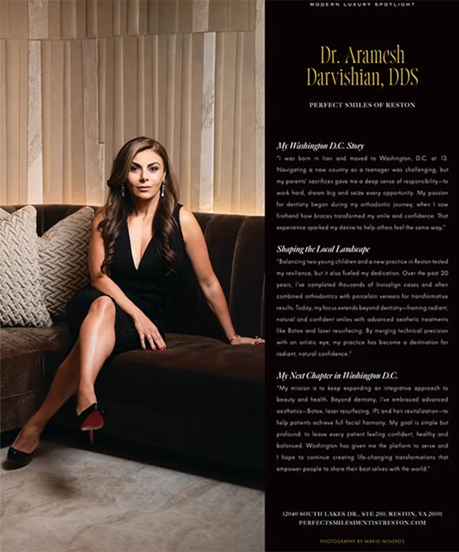 Dr. Aramesh Darvishian, DDS — professional portrait with bio on luxury dental practice